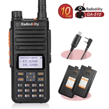 Radioddity GA-510 10W Max Analog V/UHF 128CH Long Range 2 Battery Two way Radio