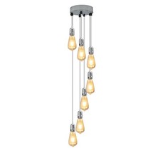 Image of E27 Cluster Pendant Light Chrome Multi Bulb Industrial Modern Ceiling Light