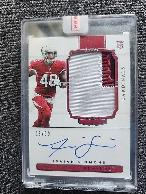 National Treasures ISAIAH SIMMONS AUTO ROOKIE AUTOGRAPH CARD18/99