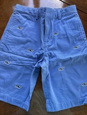 Vineyard Vines Shorts Boys 12 Blue Mid Rise Chino Flat Front Embroidered Whale