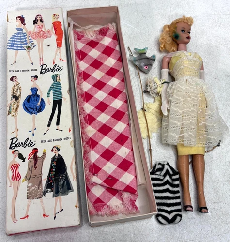 Vintage Barbie Doll Brunette Stock 850 W/ Box Outfit Accessories Japan #4