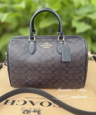 NWT Coach Rowan Large Satchel Bag In Signature Canvas CV959 Gold/Walnut /Black