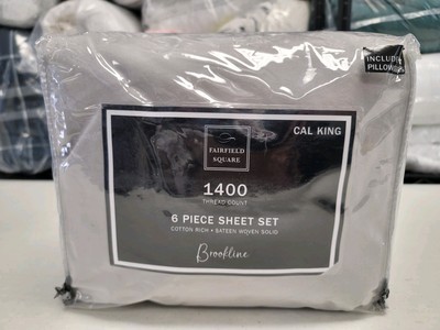 Fairfield Square Collection Brookline 1400 TC  California King Sheet Set  Grey