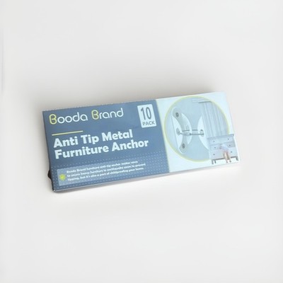 Booda Anti Tip Metal Furniture Anchor 10 Pack Baby Proofing Safety Devices