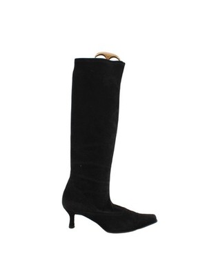 Stuart Weitzman Damen Stiefel UK 5 Schwarz 100% Wildleder Plateau
