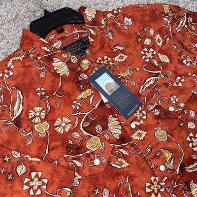Pendleton Western Shirt Mens Large Floral Geometric Pearl Snap Front Rust NEW