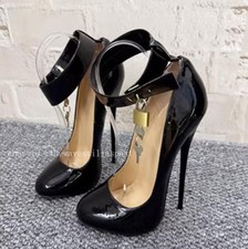 Donna Uomo Fetish Stilettos Punta 6 Pollici 16Cm Tacco Alto Chiudibile Lucchetto Pump