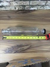VTG Clear Hollow Glass Rolling Pin Black Screw Cap 14&rdquo;