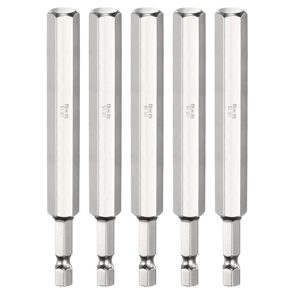 "5 StüCk H10 Sechskant-Bit 10Mm Flach 1/4\" Schaft 100Mm Magnet F. Schraubendreher"-image