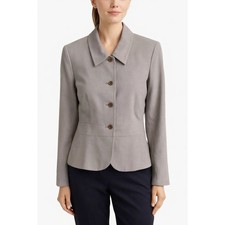 Talbots Blazer Women's SZ 2 Italian Wool Stretch Blend Gray Brown LinedJacket
