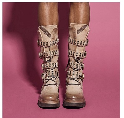 EUC AS98 37 TAUPE ELLINGTON. Worn 2x 6.5-7 US Mid Calf
