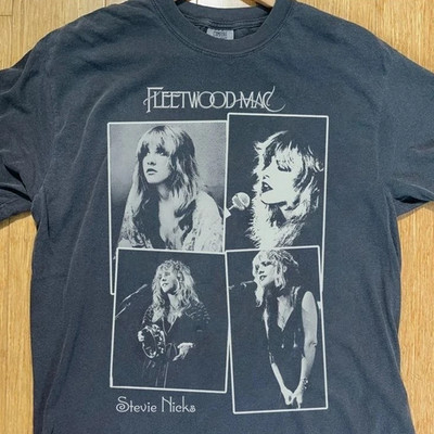 Stevie Nicks Fleetwood Mac band 90s Retro style Black T shirt vtg S-5XL