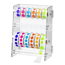 Acrylic Sticker Roll Dispenser Holder - Double-Layer Disks Adjustable Label D...