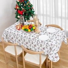Flannel Backed Vinyl Tablecloth 60x84 inch Waterproof Rectangle Table Cloth
