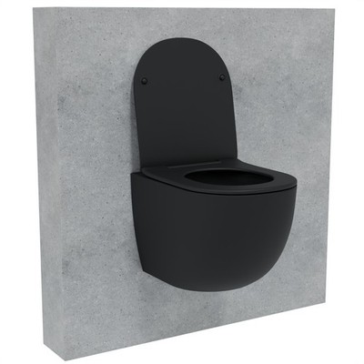 HAGO  Hänge WC Spülrandlos Tornadospülung Softclose Duroplast Schwarz 54cm Lang
