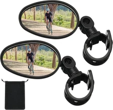 Hestya 2 Pcs Bike Mirror 360 Degree Adjustable Safe Rotatable Handlebar Mirror B