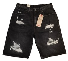 Levi s Black 569 Loose Straight Shorts 31 Waist Manufacturer Distress/Holes/Fade