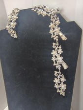 2 Silver Crystal and Pearl Bridal Hair Vine a...