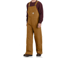 NWT Carhartt Black Men's Loose Fit Firm Duck Insulated Bib Overall MN. 0R4393-M
