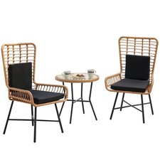 Set Tavolo e 2 Sedie da Giardino in Polyrattan Design Intrecciato da Esterno