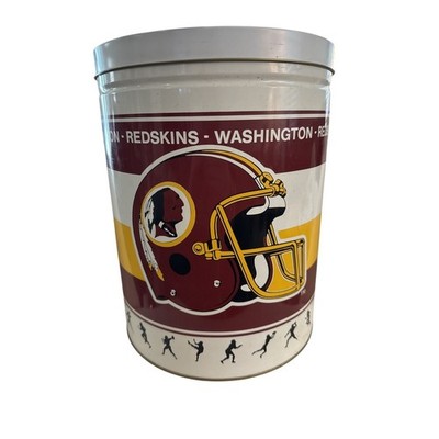 Washington Redskins Old Popcorn Container Empty Metal Trash Can With Lid 12.75''