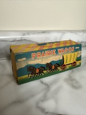 1960s PRAIRIE Covered WAGON Horse Team Original Box JAPAN Toy Figurine