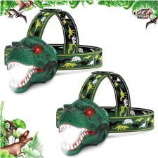 Rechargeable T-Rex Dinosaur Kids Headlamp with 90 Adjustable Light Modes 2-Pack