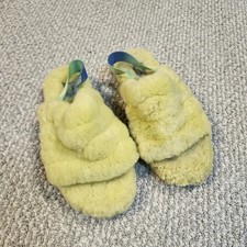 UGG Fluff Yeah Slide Yellow Shearling Slippers Women's Size 6