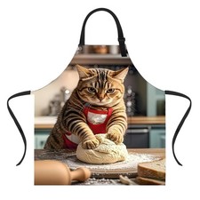Funny Cat Waterproof Kitchen Garden Cooking Apron With 2 Pockets For Men Women