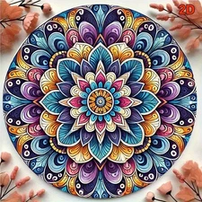 8" Bohemian Hand-Painted Mandala Aluminum Sign