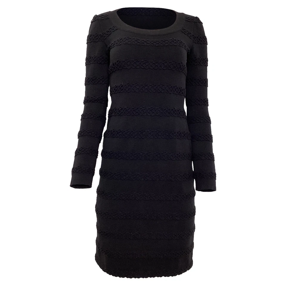 Mini vestido feminino Alaia manga longa em lã virgem preto tamanho 40