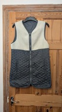 Sweaty Betty Women's Grey And White Sherpa Fleece Gilet Vest Bodywarmer Size M