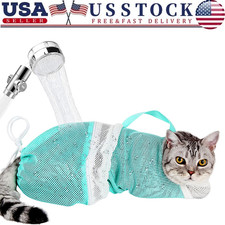 Breathable Mesh Cat Shower Bag Anti Scratch Adjustable Cat Grooming Bathing Bag