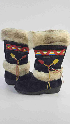 Vintage Tecnica Fur Boots W/ Colored Band Women's Size EU 41 - 9.5 US