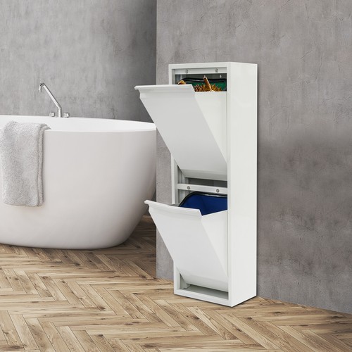 Gabinete de Residuos y Reciclaje con 2 Cubos Inclinable Gabinete de Basura Organizador - Imagen 6 de 19