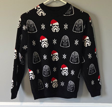 Zara Star Wars Black Christmas Sweater Darth Vader Stormtrooper Santa Size 11-12