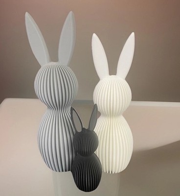 EASTER BUNNY FAMILY Elegantly Adorable modern Decor 3D Printed Original Unique