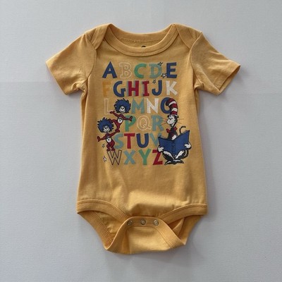 Dr. Seuss 3-6 Months Baby Yellow Alphabet Bodysuit
