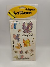 Rare Neopets Temporary Tattoos Faerie Paint Brush 2002 - Kougra, Aisha, Usul