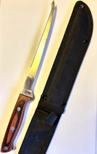 Maxam Filet Knife Rosewood Handle Full Tang 7.5" Blade 12.5" Overall with Sheath