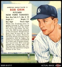1955 Red Man #5 Bob Grim No Tab Yankees 4 - VG/EX