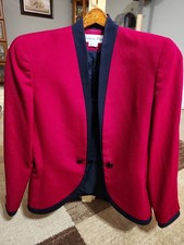 Christian Dior Wool Paris Blazer Burgandy/ Fuchsia With Navy Trim Size 6