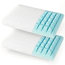 Gel Memory Foam Pillow Set of 2 with Detachable and Machine-washable Pillowcase