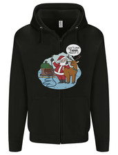 Rude Santa  Rudolf Christmas Funny Xmas Mens Zip Up Hoodie