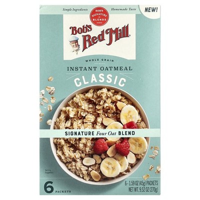 Instant Oatmeal, Whole Grain, Classic, 6 Packets, 1.59 oz (45 g) Each
