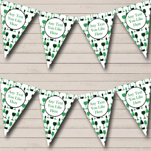 Green Wine Bottles Personalised Christmas Decoration Bunting Banner Garland - Picture 1 of 1