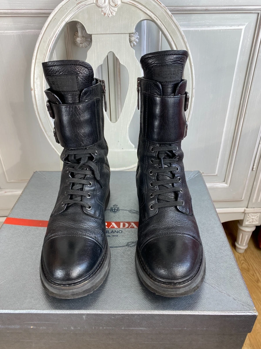Prada top biker boots