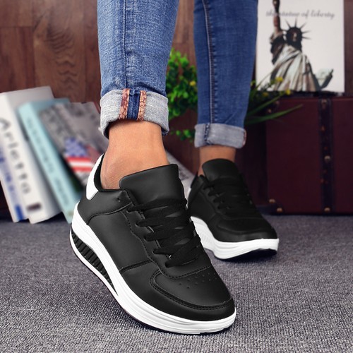 Lace Up Sports Shoes Walking Shoes Women Fashion Sneakers Comfort Wedge Platform - Picture 14 of 30
