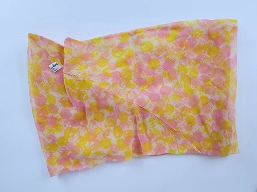 1960’s-70's Vera Neumann Chiffon Silk Neck Cowl Scarf Scarves Retro Pink/yellow - Picture 7 of 11