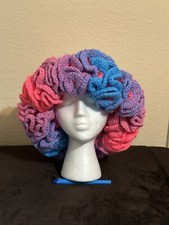NWOT  Handmade Crochet Ruffle Hat, Adjustable, Acrylic Women's Fashion